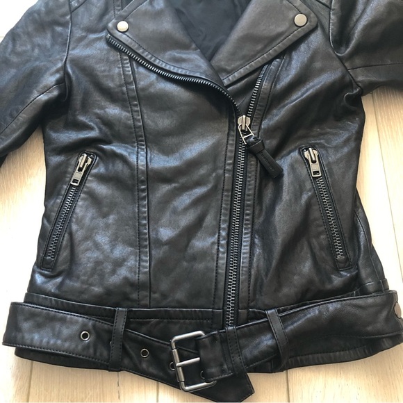 Mackage Exclusively for Aritzia Black Genuine Leather Biker Jacket - Picture 10 of 16